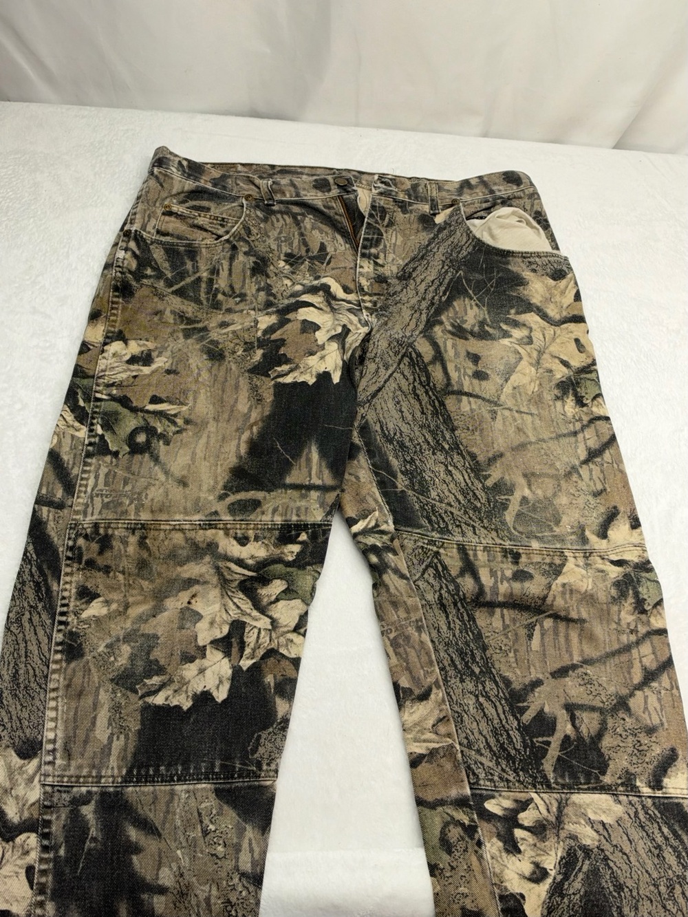Vintage Mossy Oak Wrangler Camo Double Knee Pants Hunting Size 38x32